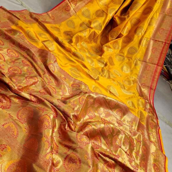 অরিজিনাল ইন্ডিয়ান খাদ্দি জাল কাতান শাড়ী