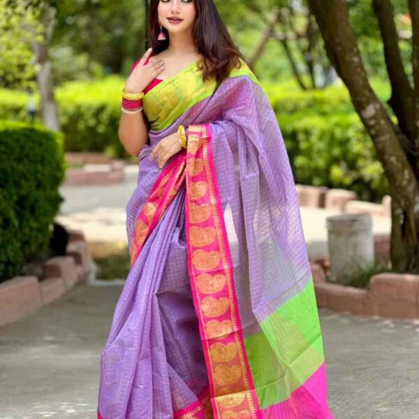 পিওর জরি সিল্ক মাধুরাই শাড়ি - Image 2