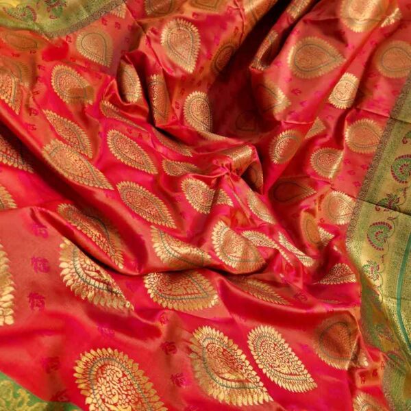 অরিজিনাল ইন্ডিয়ান খাদ্দি জাল কাতান শাড়ী - Image 3