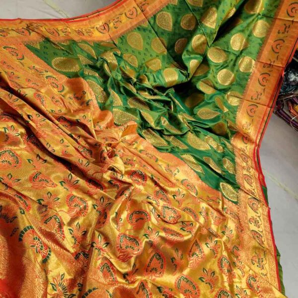 অরিজিনাল ইন্ডিয়ান খাদ্দি জাল কাতান শাড়ী