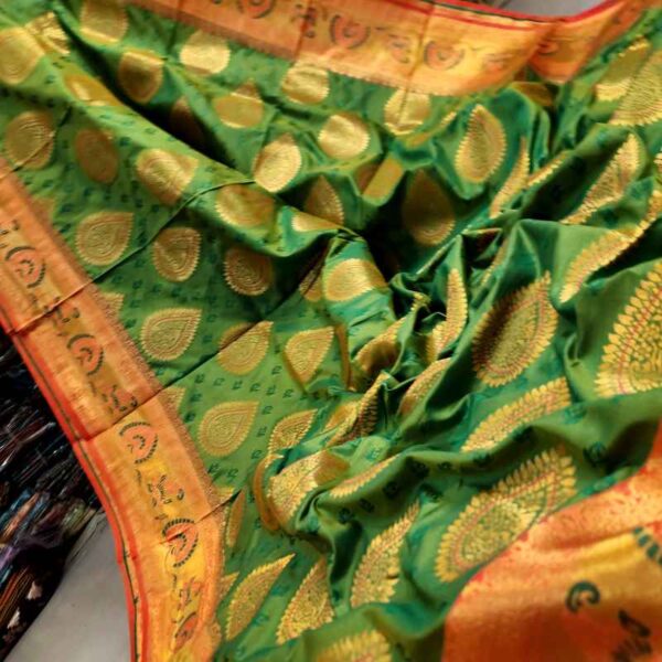অরিজিনাল ইন্ডিয়ান খাদ্দি জাল কাতান শাড়ী - Image 2