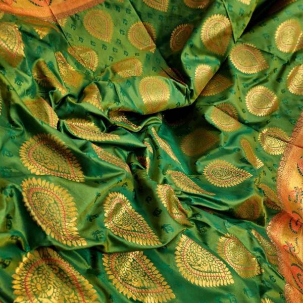 অরিজিনাল ইন্ডিয়ান খাদ্দি জাল কাতান শাড়ী - Image 3