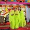 হাফ সিল্ক এক রঙা ভাইরাল চুমকি শাড়ি (গায়ে হলুদের জন্য)