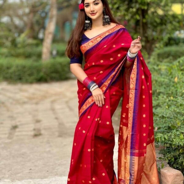 পিওর আড়ংয়ের কটন নকশি পাইর শাড়ী - Image 2