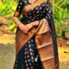 সিল্ক মিনাকারী প্রিমিয়াম কাতান শাড়ি (ফুল বডি কপার ডিজাইন) - Image 2